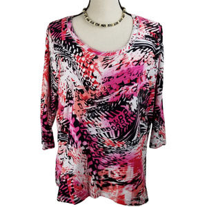 Laura Ashley Womens Top Plus Size 2X 3/4 Sleeve